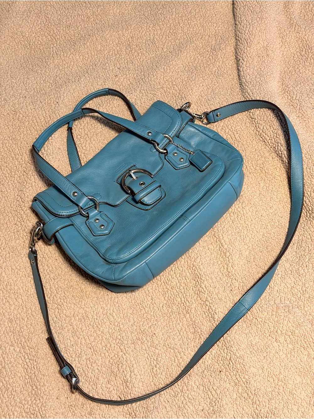 Vintage Coach Campbell Leather Satchel in Mineral Blue